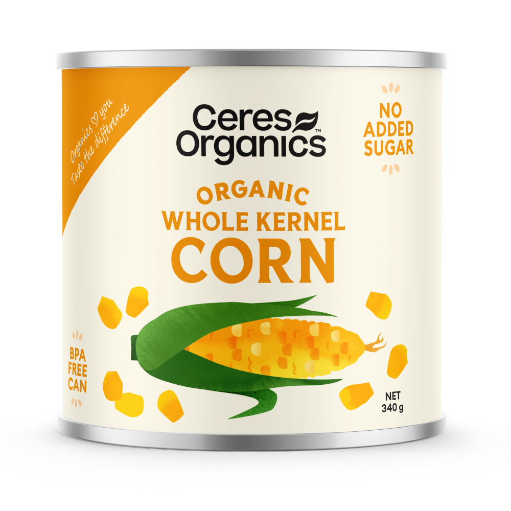 Organic whole kernel corn (340g tin)