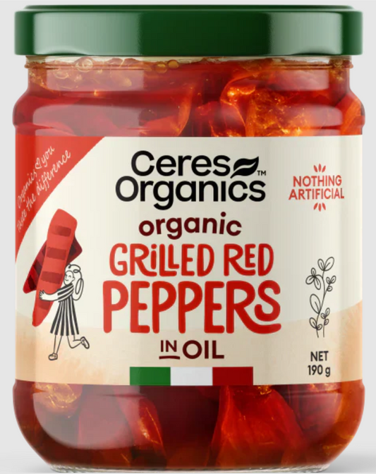 Organic Grilled Red Peppers in oil 190g jar